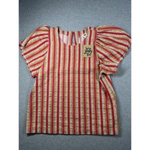 NWT IVY JANE stripe and flutter top in oatmeal/ pink/red stripe Women Embroidery